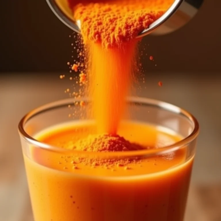 Cenoura em pó em um smoothie nutritivo.