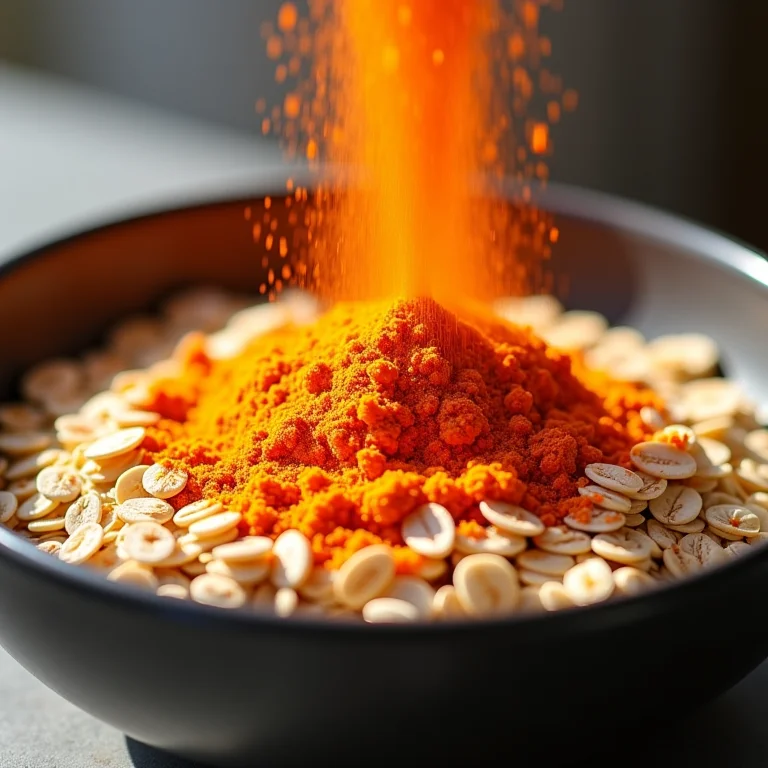 Cenoura em pó polvilhada sobre alimentos ricos em fibras