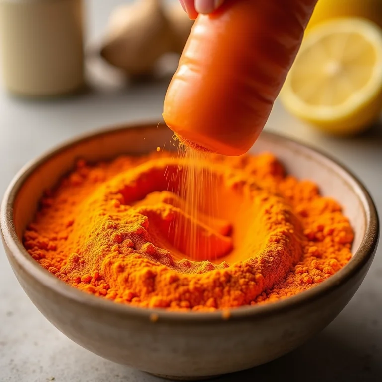 Cenoura em pó sendo adicionada a ingredientes que reforçam a imunidade