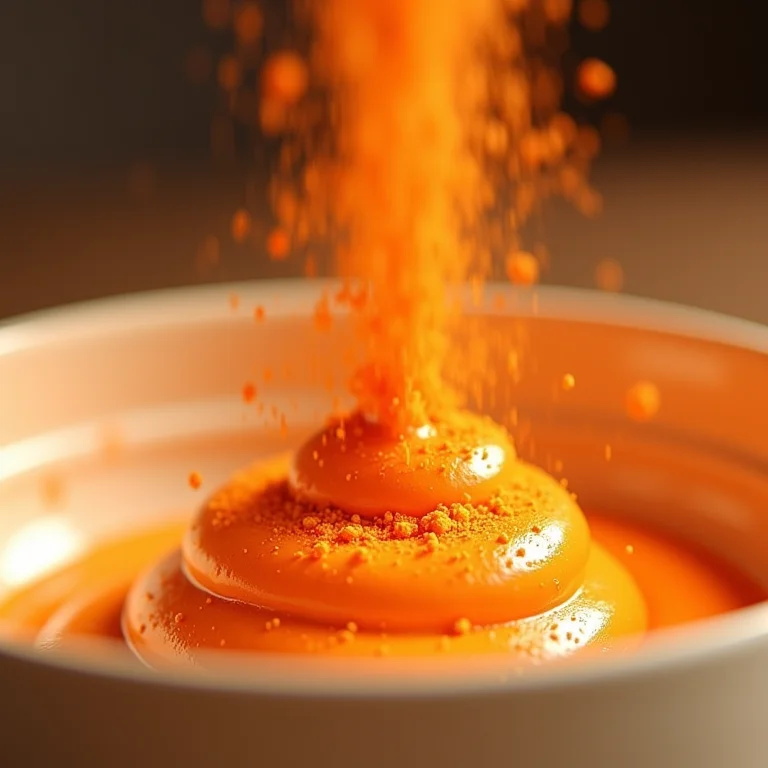 Cenoura em pó sendo misturada na massa de bolo.