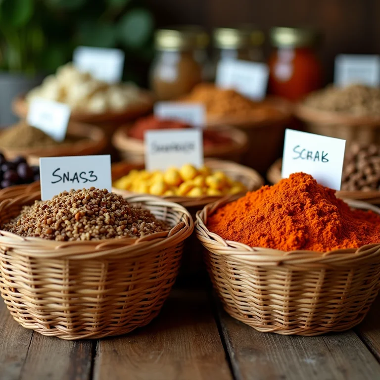 Cestos com etiquetas para fácil identificação dos itens.