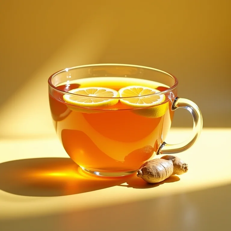Chá de amora com gengibre e limão em close-up