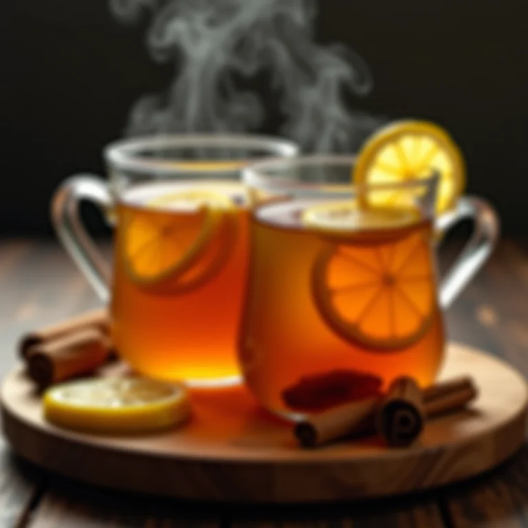 Chá de ervas fumegante com limão e mel