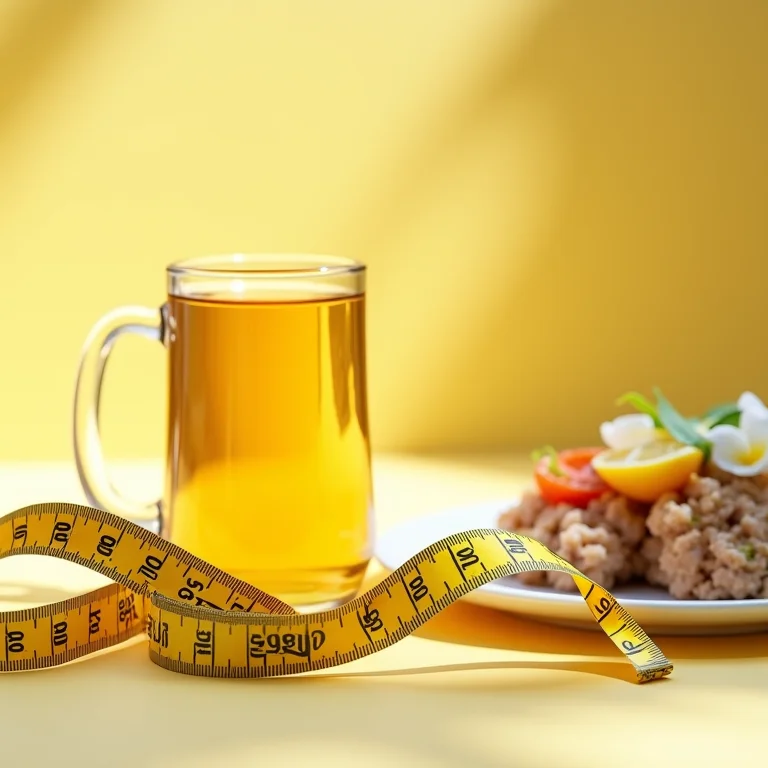 Chá de jasmim e uma refeição saudável para auxiliar na perda de peso.