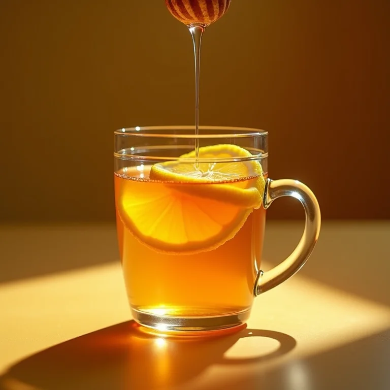 Chá de poejo com limão e mel em copo de vidro