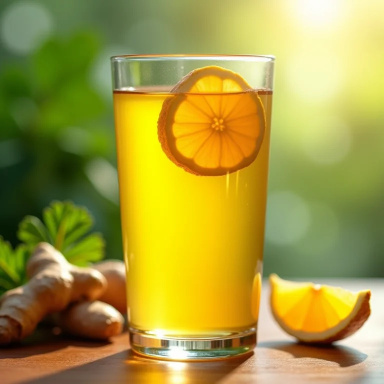 Chá de salsa com gengibre em copo de vidro