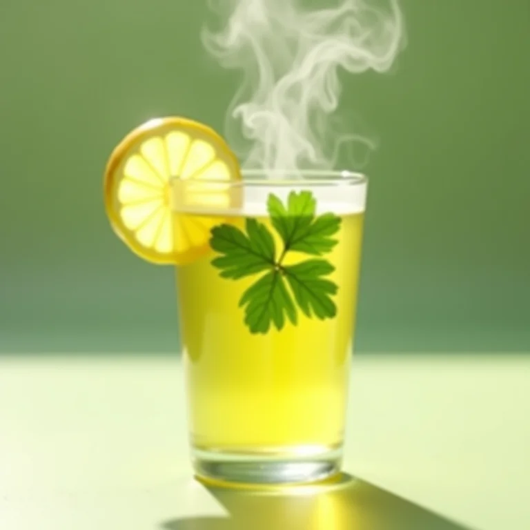 Chá de salsa com limão em uma xícara de vidro