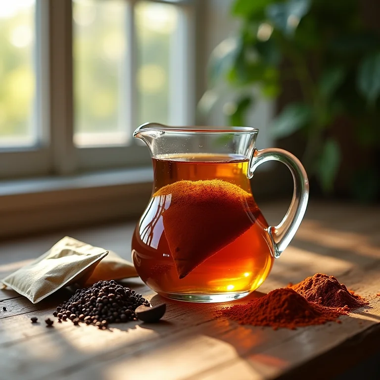 Chá em sachê e especiarias para chá gelado.