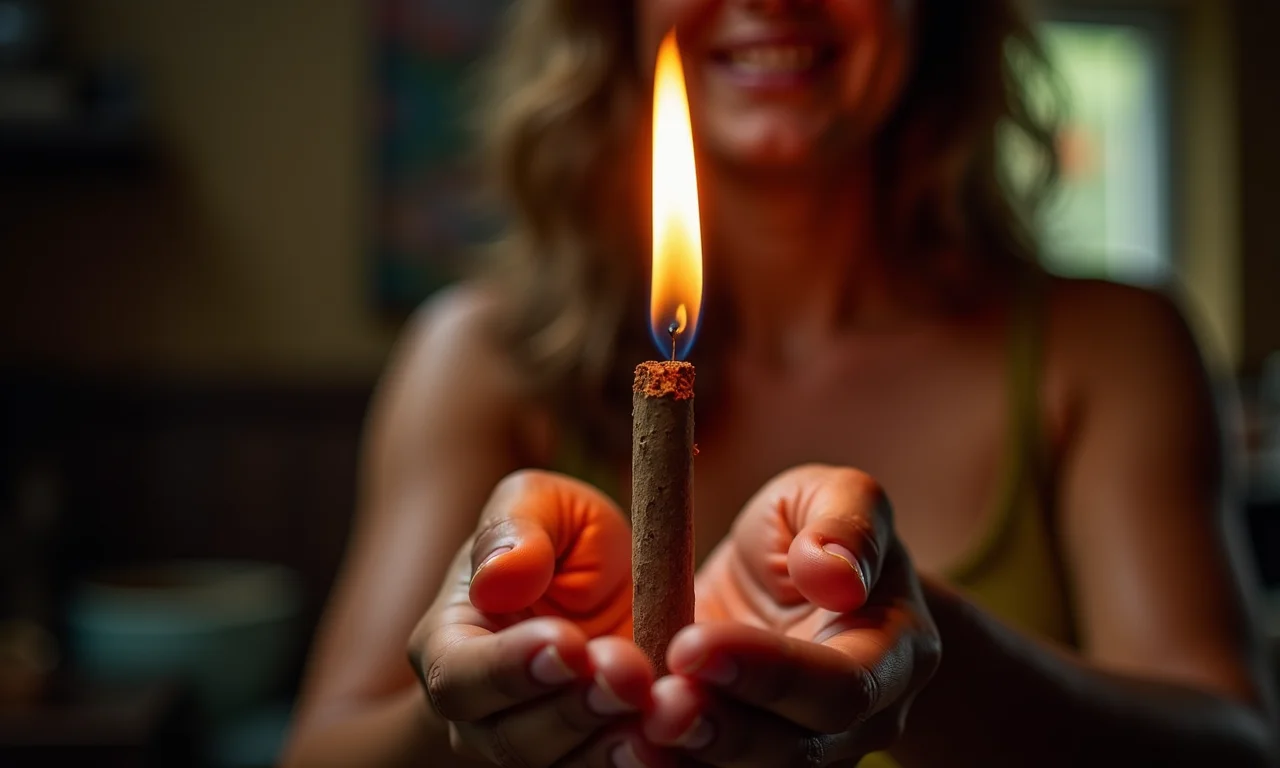 Chama alta e brilhante de incenso, sinal de positividade e boas energias.