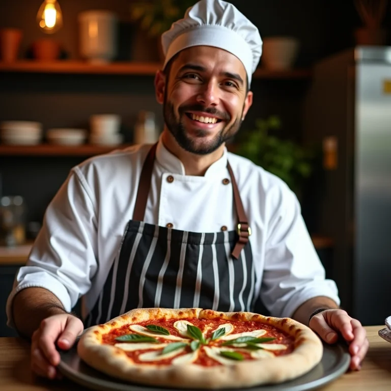 Chef explicando a receita de massa de pizza com aveia