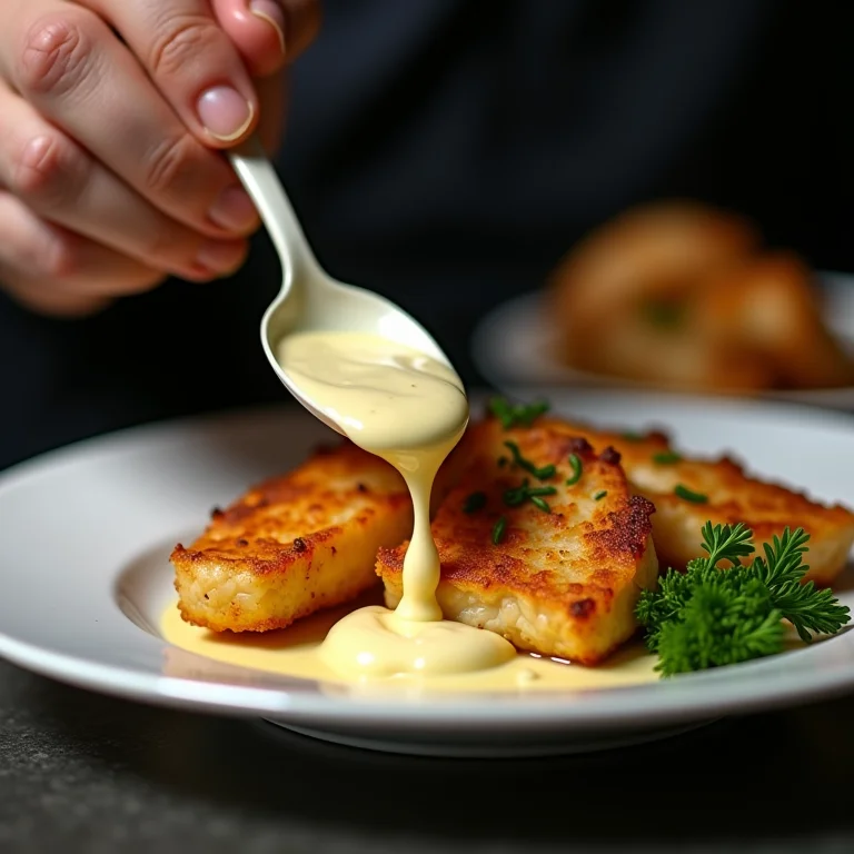 Chef personalizando o sabor do molho tártaro em pó.