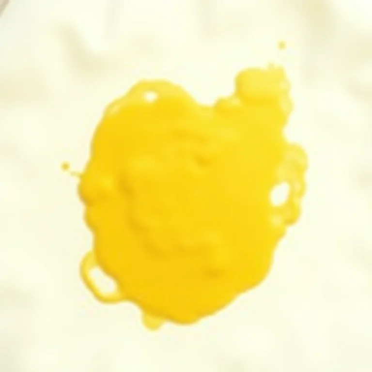 Close-up da textura de uma mancha de curry em tecido branco.