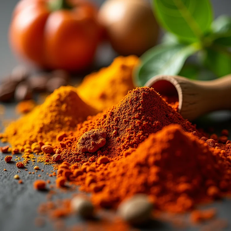 Close-up de ervas e especiarias naturais.