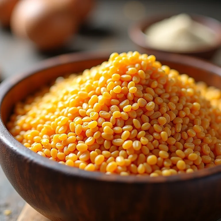 Close-up de grãos integrais variados em uma tigela.