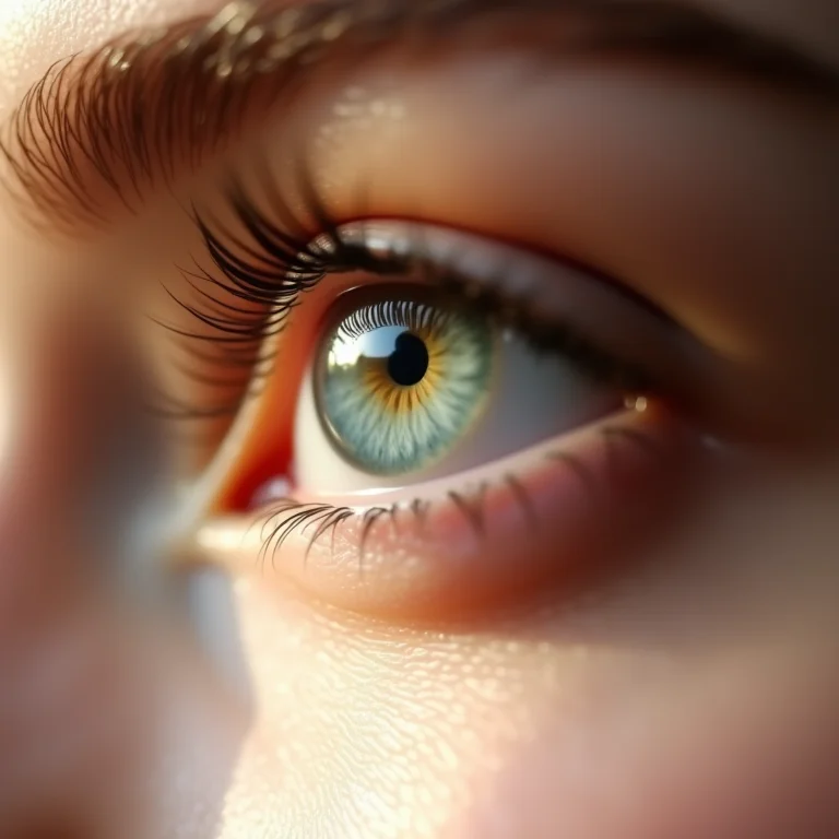 Close-up de olho com manchas sutis e iluminação suave
