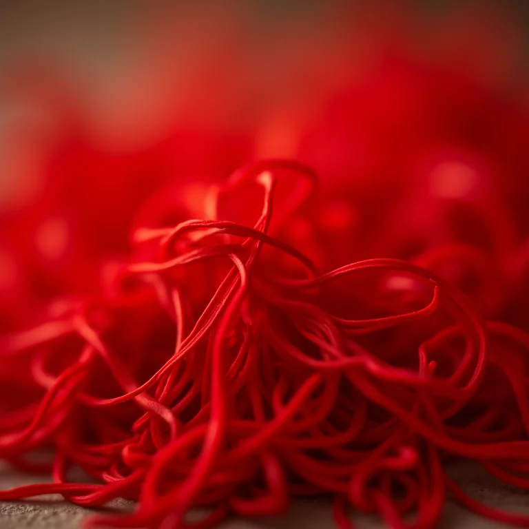 Close-up dos fios de açafrão mostrando sua textura