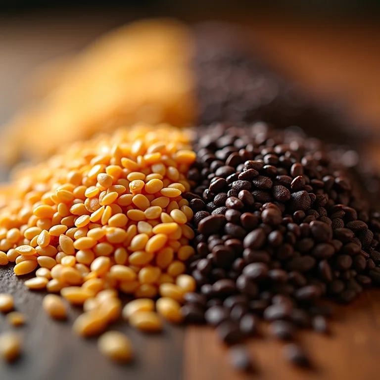 Comparação de textura entre gergelim e papoula.