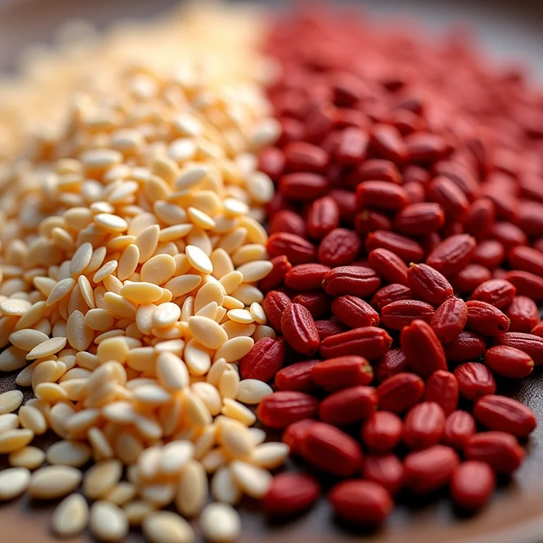 Comparativo entre gergelim e semente de papoula.