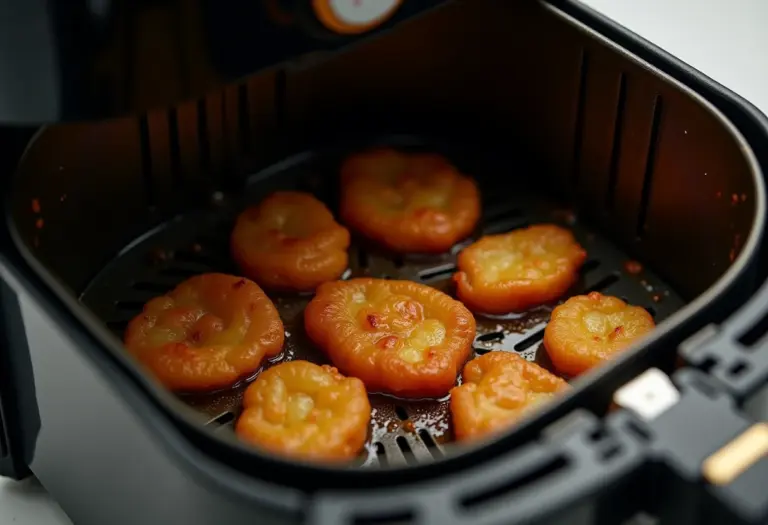 Comparativo visual de uma air fryer suja e uma limpa, destacando a importância da limpeza para a saúde.