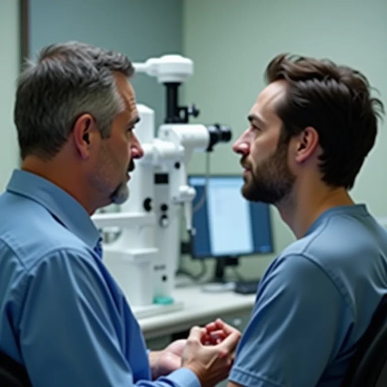 Consulta médica com oftalmologista.