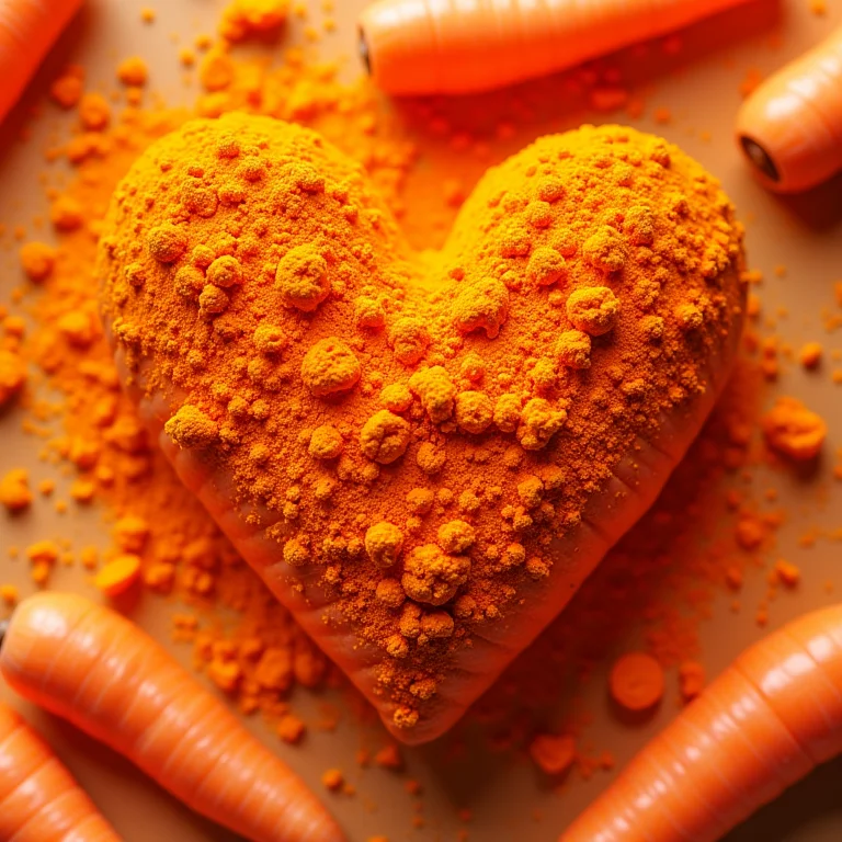 Coração saudável com cenoura em pó.