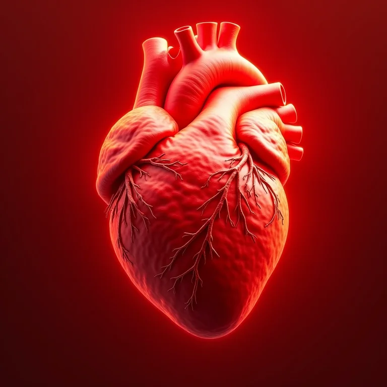 Coração saudável com padrão de pimenta caiena nas veias.