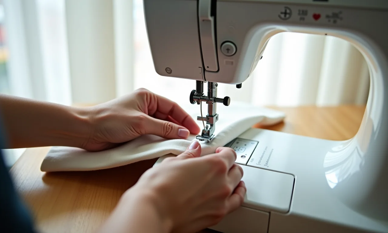 Cortando e costurando a cortina de varão.