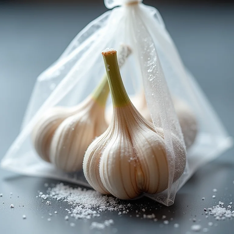 Cravos-da-índia congelados em um saco plástico transparente.