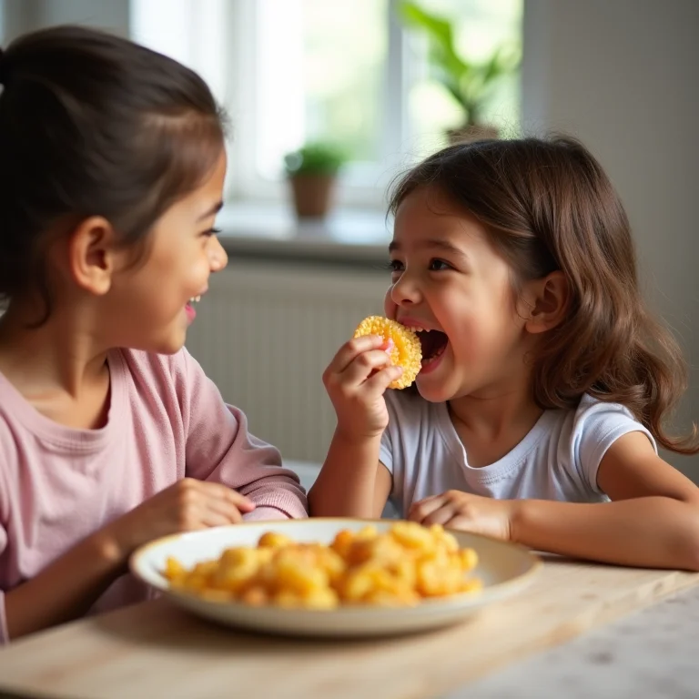 Crianças desfrutando de um lanche saudável feito com grãos integrais.