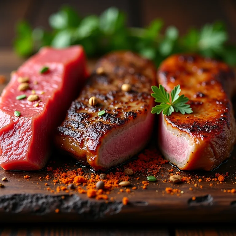 Diferentes tipos de carne com tempero Bahar