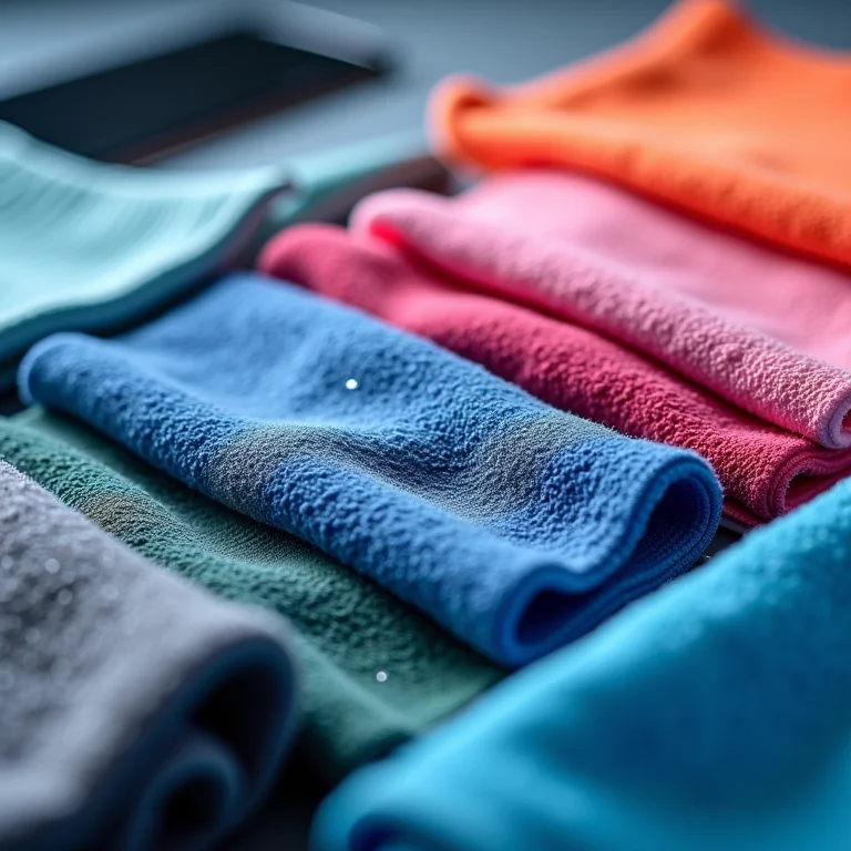 Diferentes tipos de panos de microfibra ideais para limpeza de telas.