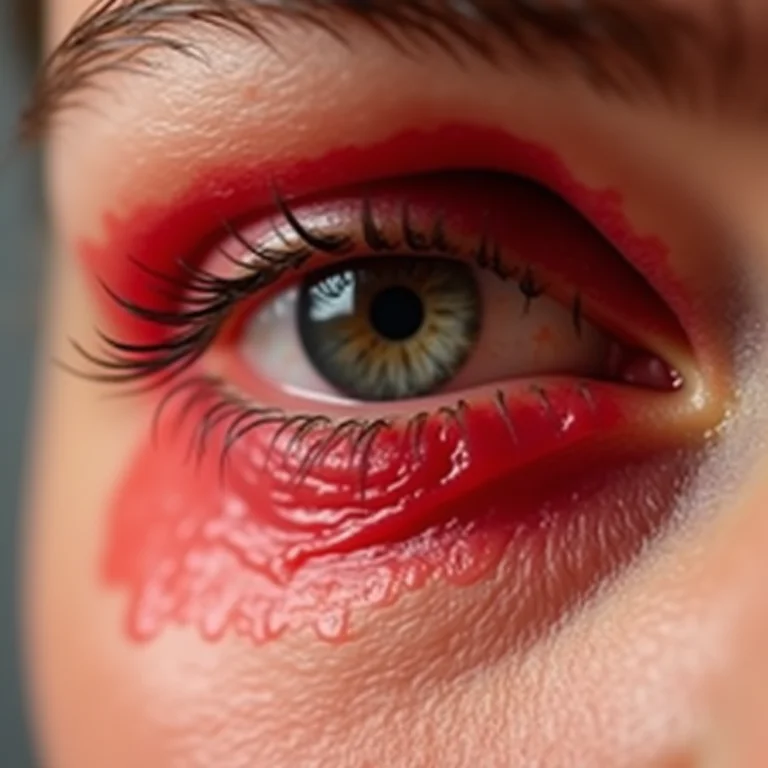 Efeito alérgico da calêndula nos olhos.