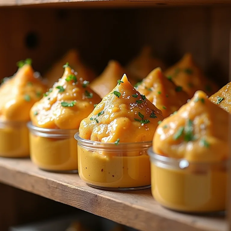 Embalagens de molho tártaro em pó em uma prateleira.