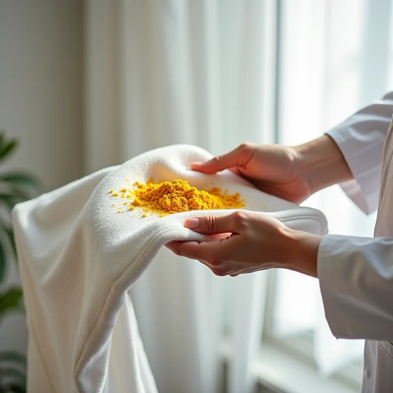 Entregando uma roupa manchada de curry para um profissional de limpeza a seco.