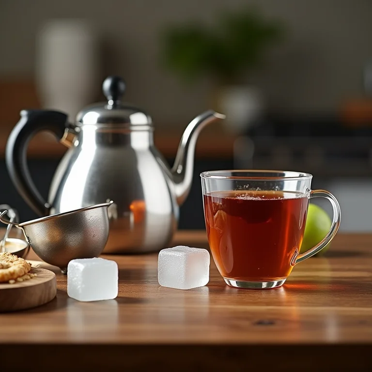 Equipamentos necessários para preparar chá preto gelado.