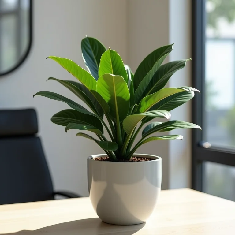 Espada-de-São-Jorge, uma planta protetora, em um escritório moderno.