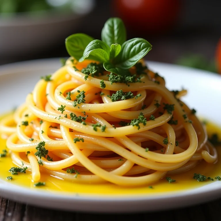 Espaguete alho e óleo com orégano grego.