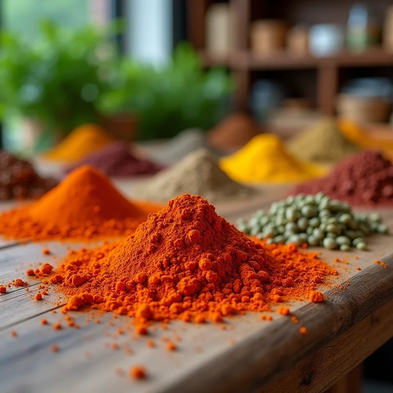 Especiarias e ervas em loja de produtos naturais.