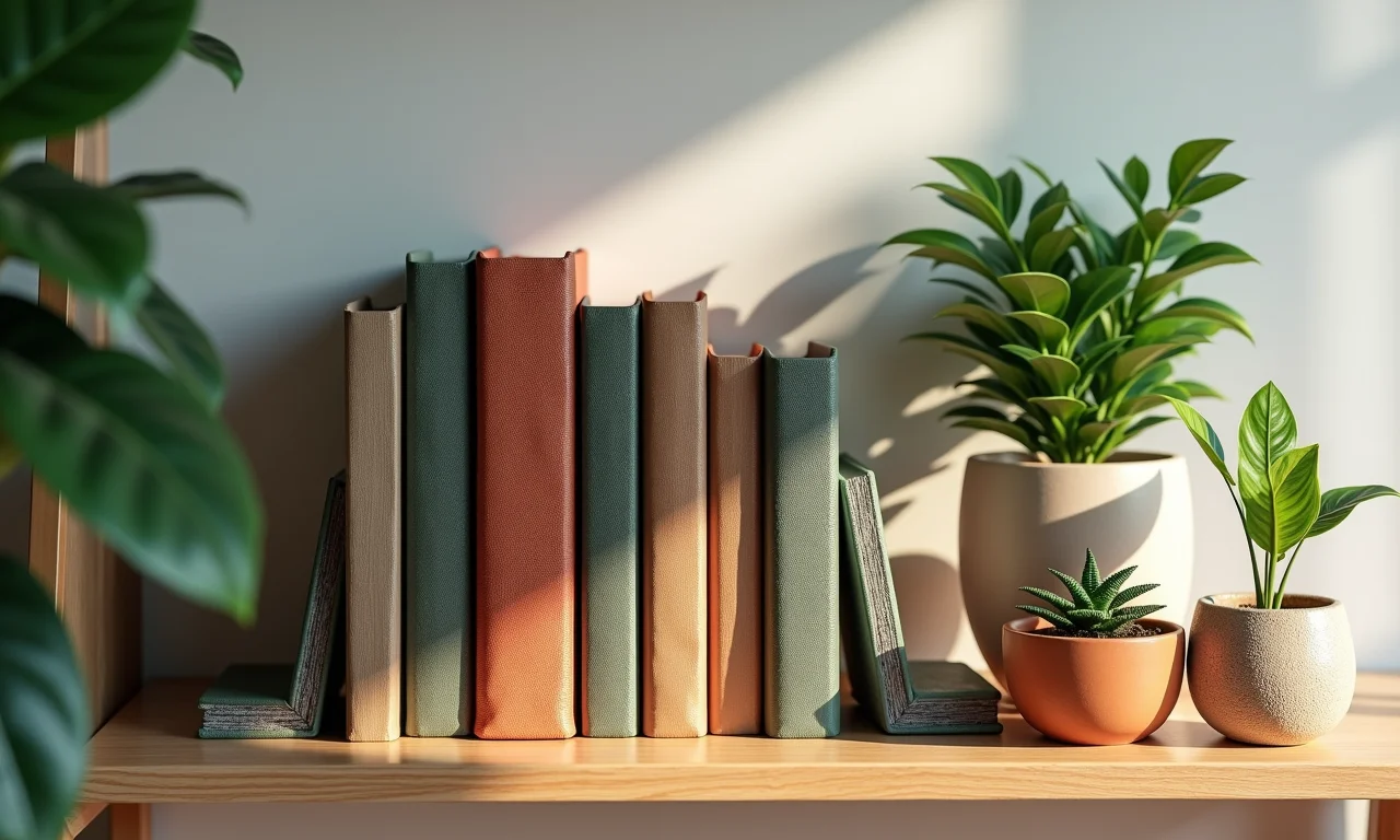 Estante com acessórios organizadores: nichos, caixas e suportes.