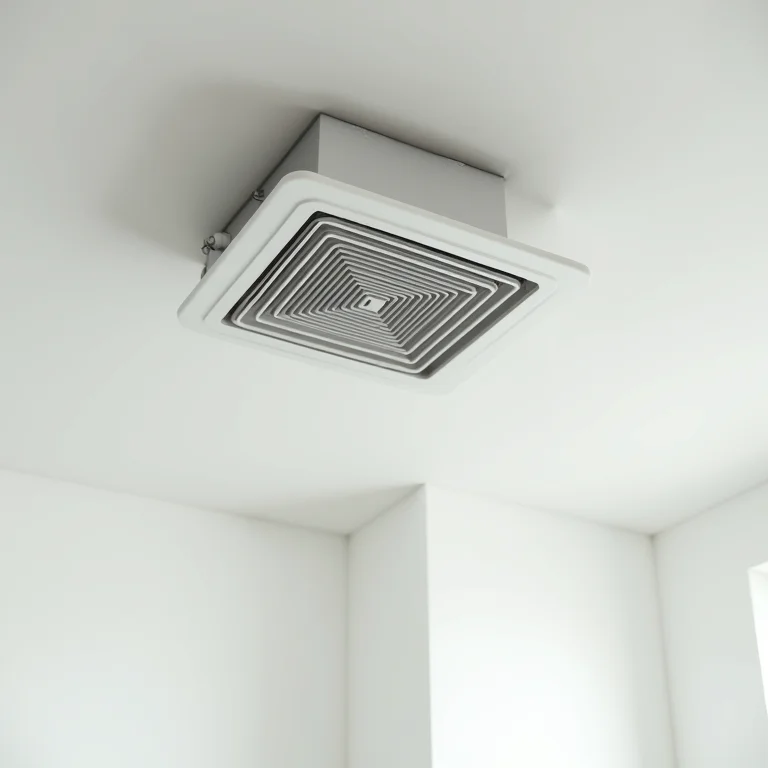 Exaustor de banheiro limpo e bem conservado, garantindo a ventilação adequada.