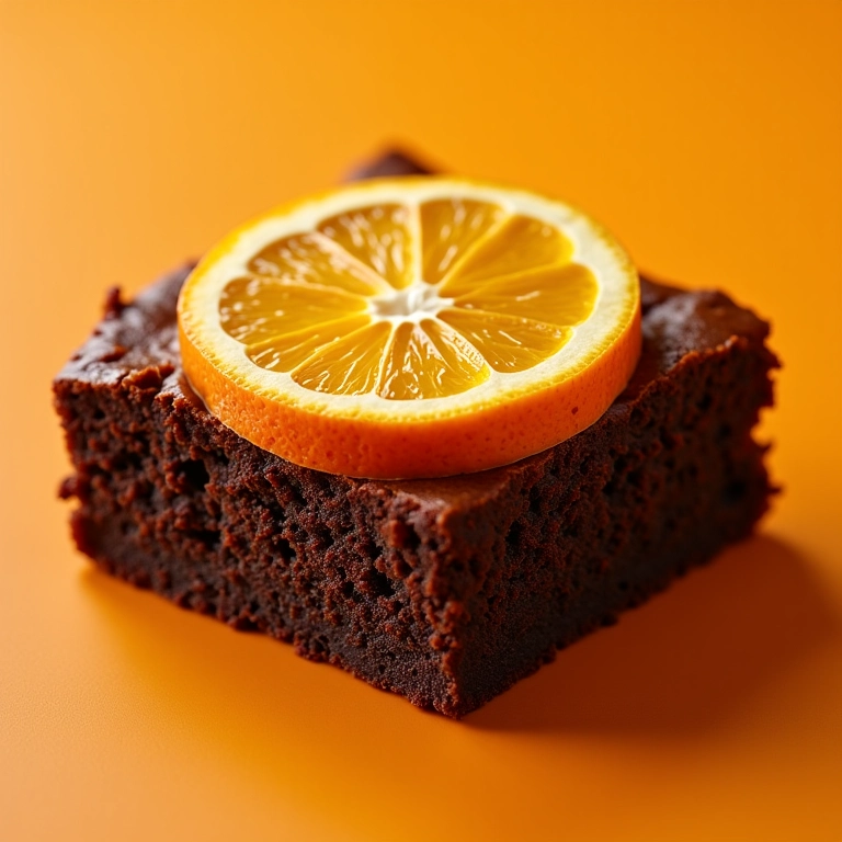 Fatia de brownie com laranja, sabor inesquecível e irresistível.