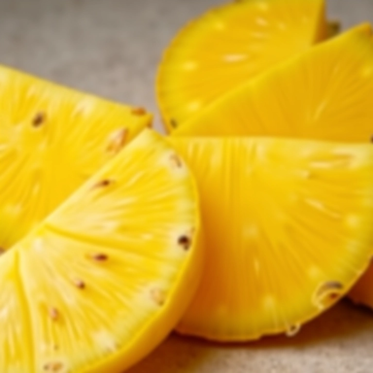 Fatias de abacaxi com sobremesa de verão, exibição criativa.