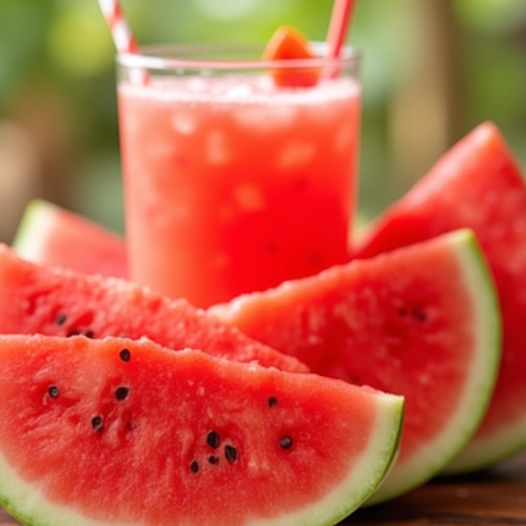 Fatias de melancia suculenta com uma bebida refrescante de verão.