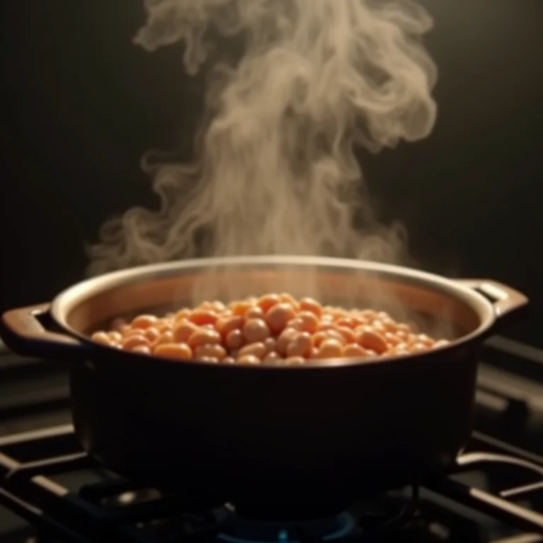 Feijão cozinhando em uma panela