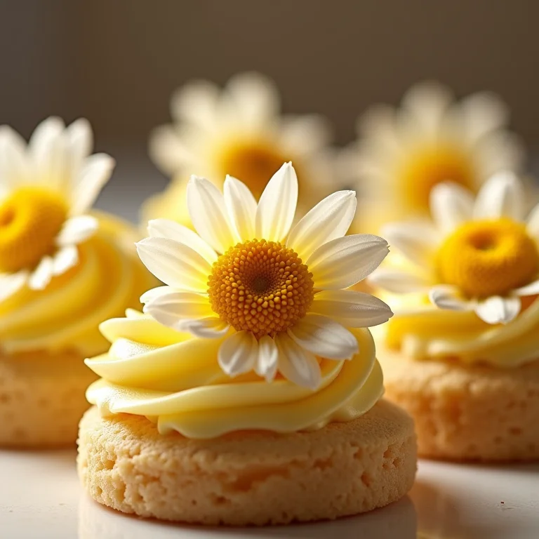 Flores de camomila cristalizadas para decoração de doces