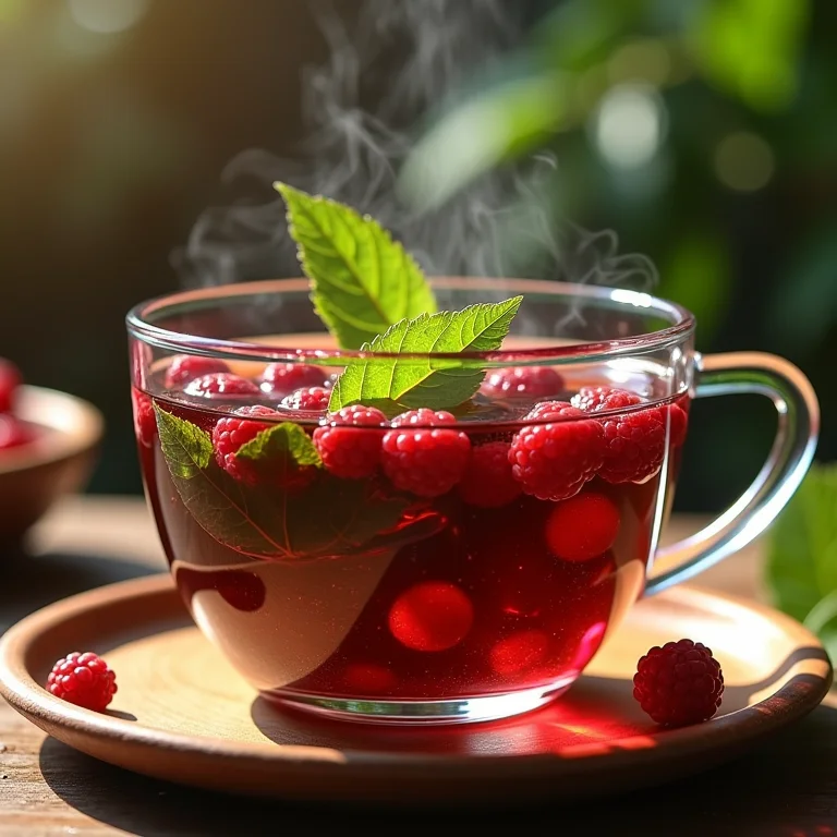 Folhas de amora em infusão liberando antioxidantes