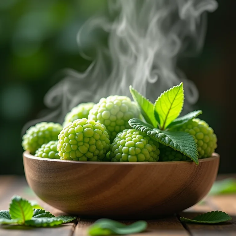 Folhas de amora frescas em infusão