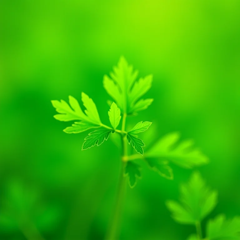 Folhas de salsa frescas exibindo propriedades anti-inflamatórias