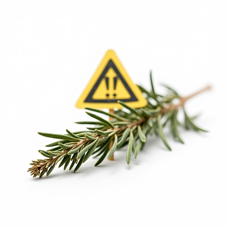 Folhas secas de Artemísia com um sinal de alerta.