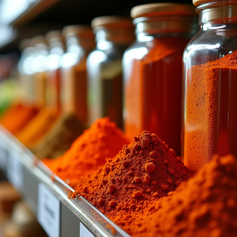 Gondola de temperos gourmet em supermercado.